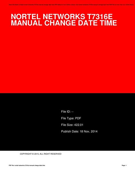 nortel networks time change instructions pdf manual